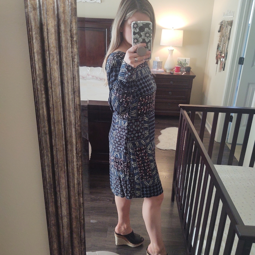 Loft Mixed Pattern Shift Dress - image 2